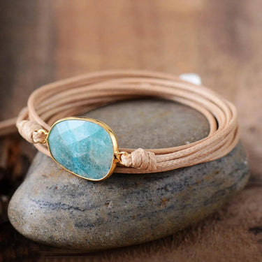Handmade Amazonite Wrap Leather Bracelet-Your Soul Place
